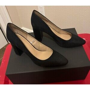 H&M Black Suede Chunky Heel Shoes
